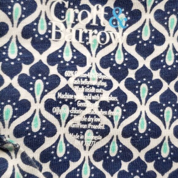 Croft & Barrow Large Blue Print Top - Picture 4 of 5